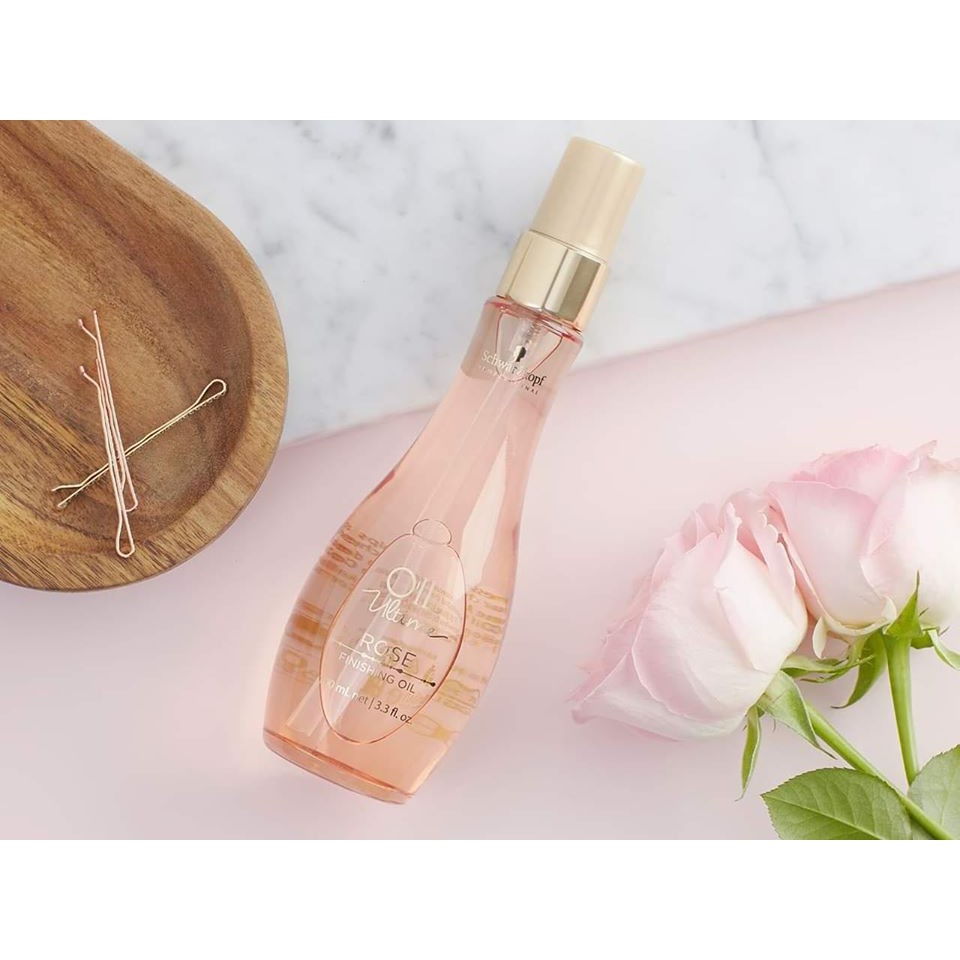 Tinh dầu Schwarzkopf OIL Ultime ROSE Finishing Oil 100ml dưỡng tóc sợi mảnh đến trung bình (màu hồng)