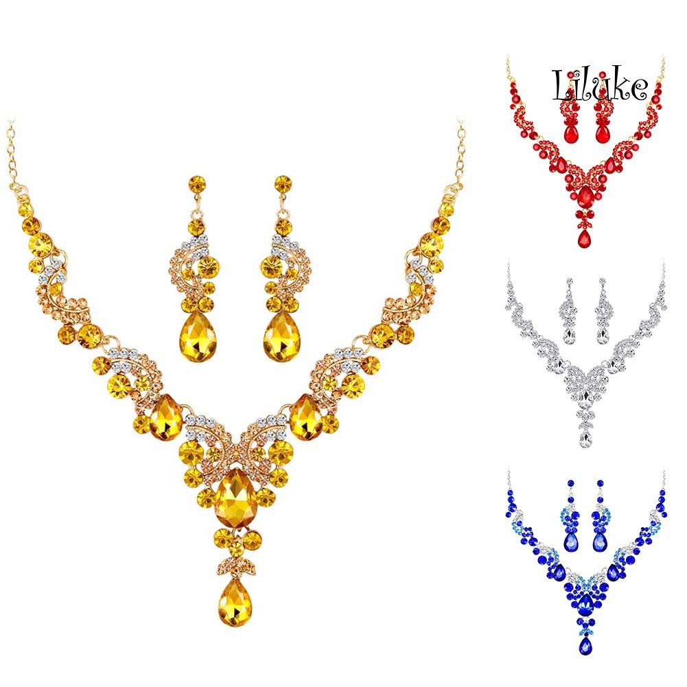 Bộ 2 Vòng cổ + Đôi Khuyên Tai Thiết Kế Sang Trọng Thời Trang Cho Nữ