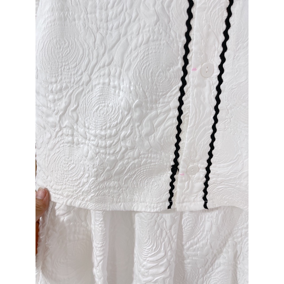 [ 𝐅𝐑𝐄𝐄 𝐒𝐇𝐈𝐏 ] SÉT ÁO VÂN HOA NỔI VIỀN MÍ CHÂN VÁY DÀI SIÊU HÓT