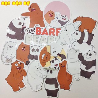 Set 14 stickers bare bears bụng bự - Hạt đậu bự