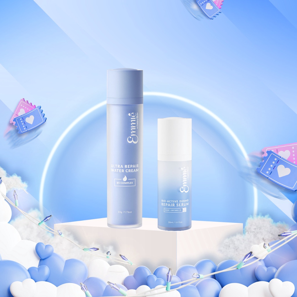Combo phục hồi da: Kem dưỡng ẩm B5 Complex + Serum sinh học B5 phục hồi đa tầng Emmié dành cho mọi loại da