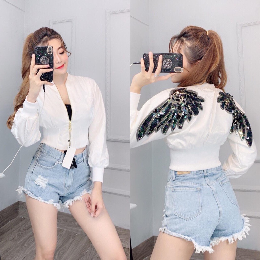 [Mã FAMARAL1 giảm 10K đơn 50K] Áo Khoác Nữ Lửng Cao Cấp Phi Xà Cừ Cánh Én Siêu Hot