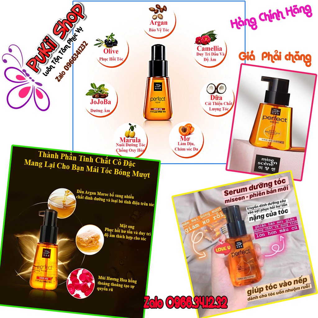 Tinh Dầu Phục Hồi Tóc Hư Tổn Dưỡng Tóc Misen Scene Perfect Hair Serum Tinh Chất Dầu Vàng Argan Maroc 80ml