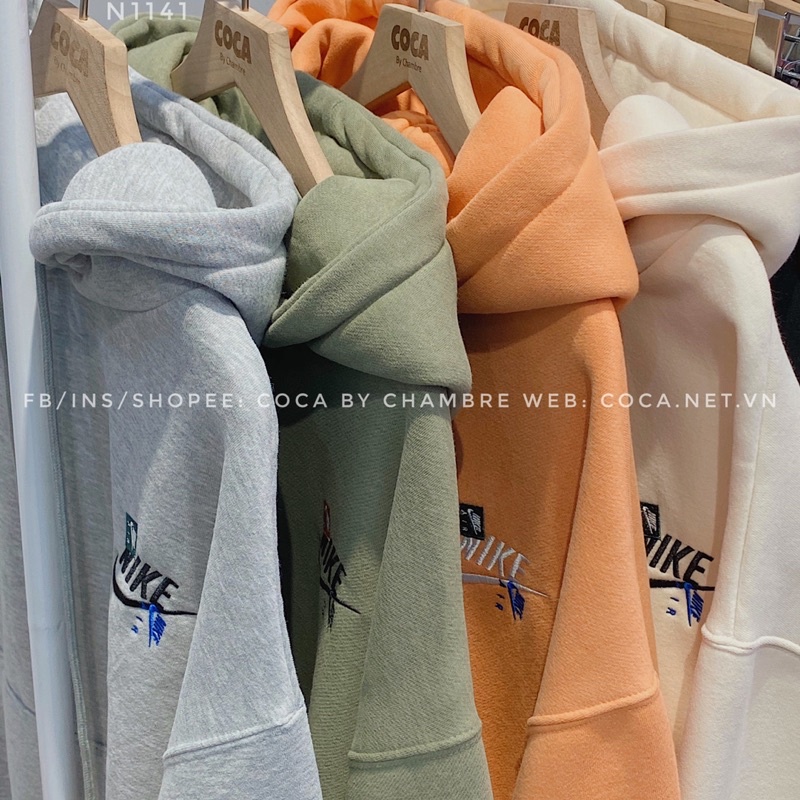 [N1141]🧡 Áo HOODIE nỉ bông dày mũ rộng thêu AIR form rộng (Có sẵn/ảnh thật) | BigBuy360 - bigbuy360.vn