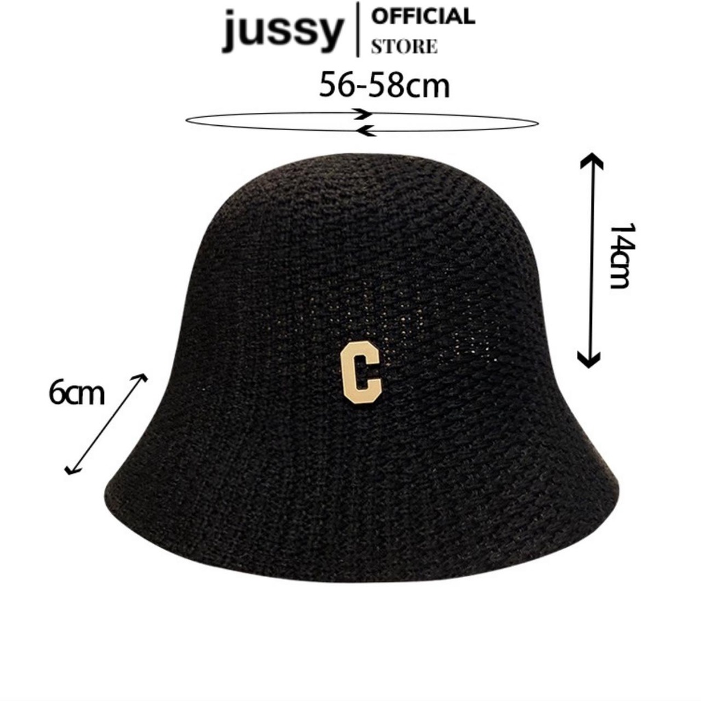 Nón Cói Len Chữ C Mũ Len Rộng Vành Nữ Jussy Fashion Kiểu Mũ Tai Bèo Vành Cụp Phogn Cách Vintage Chất Len Đan Dày