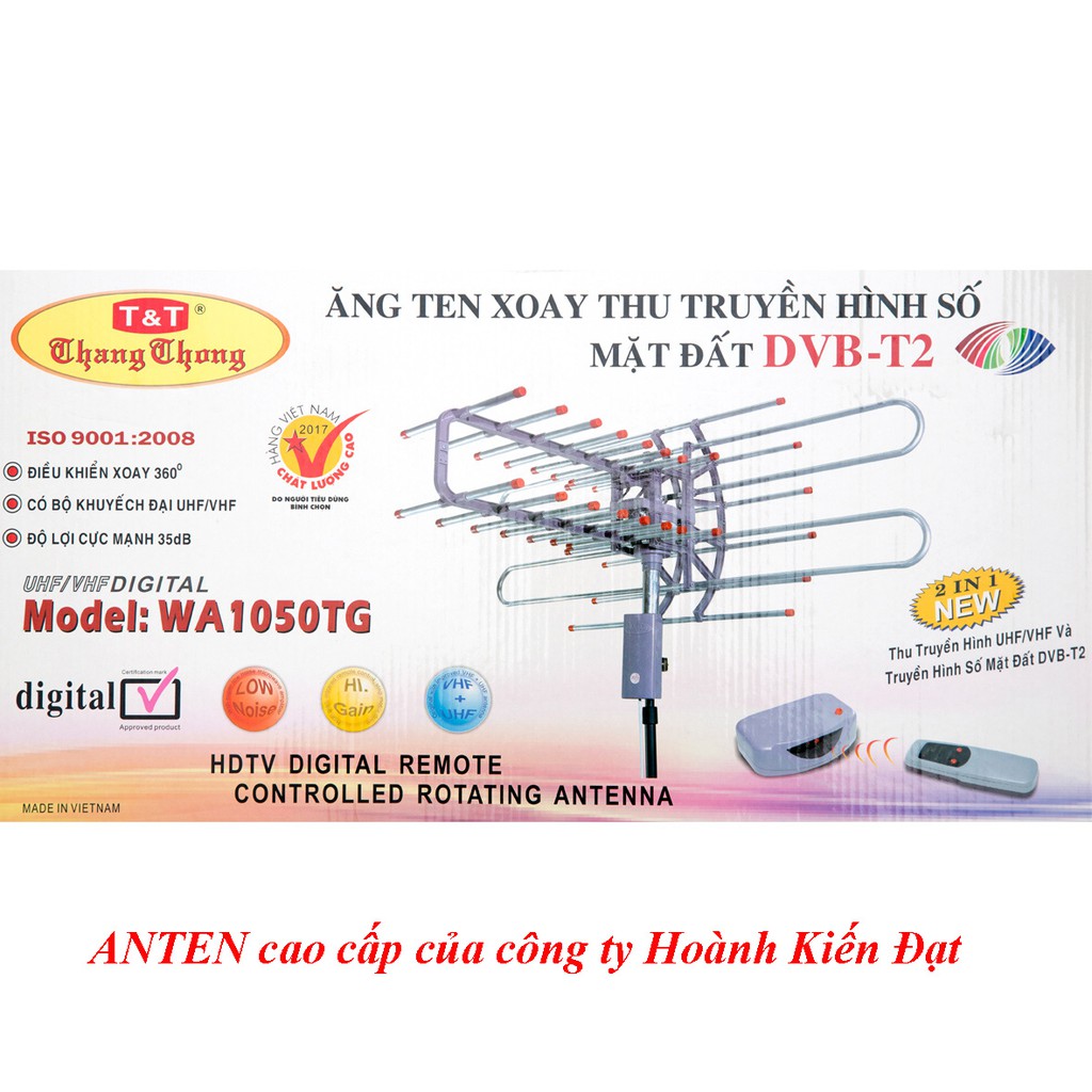 ANTEN Xoay 360 độ Tivi KTS DVB T2 và Analog UHF VHF Model WA 1050TG TT