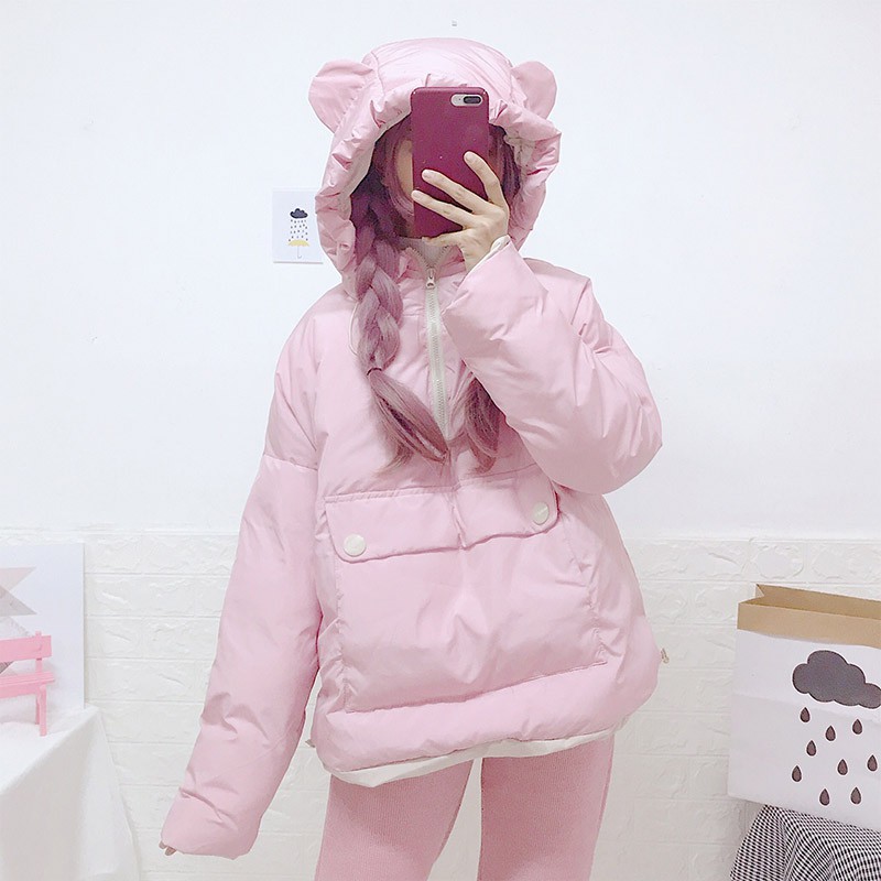Áo phao 3 lớp tai thú phong cách Nhật cute | BigBuy360 - bigbuy360.vn