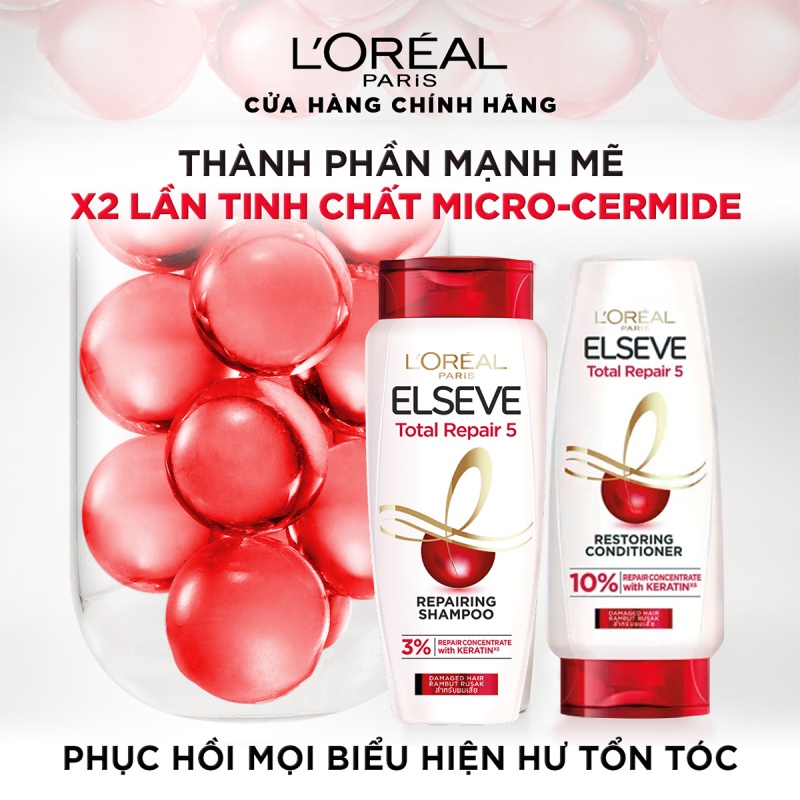 Dầu Gội Giúp Phục Hồi Tóc Hư Tổn L'oreal Paris Elseve Total 5 Filler Repairing 280ml/620ml