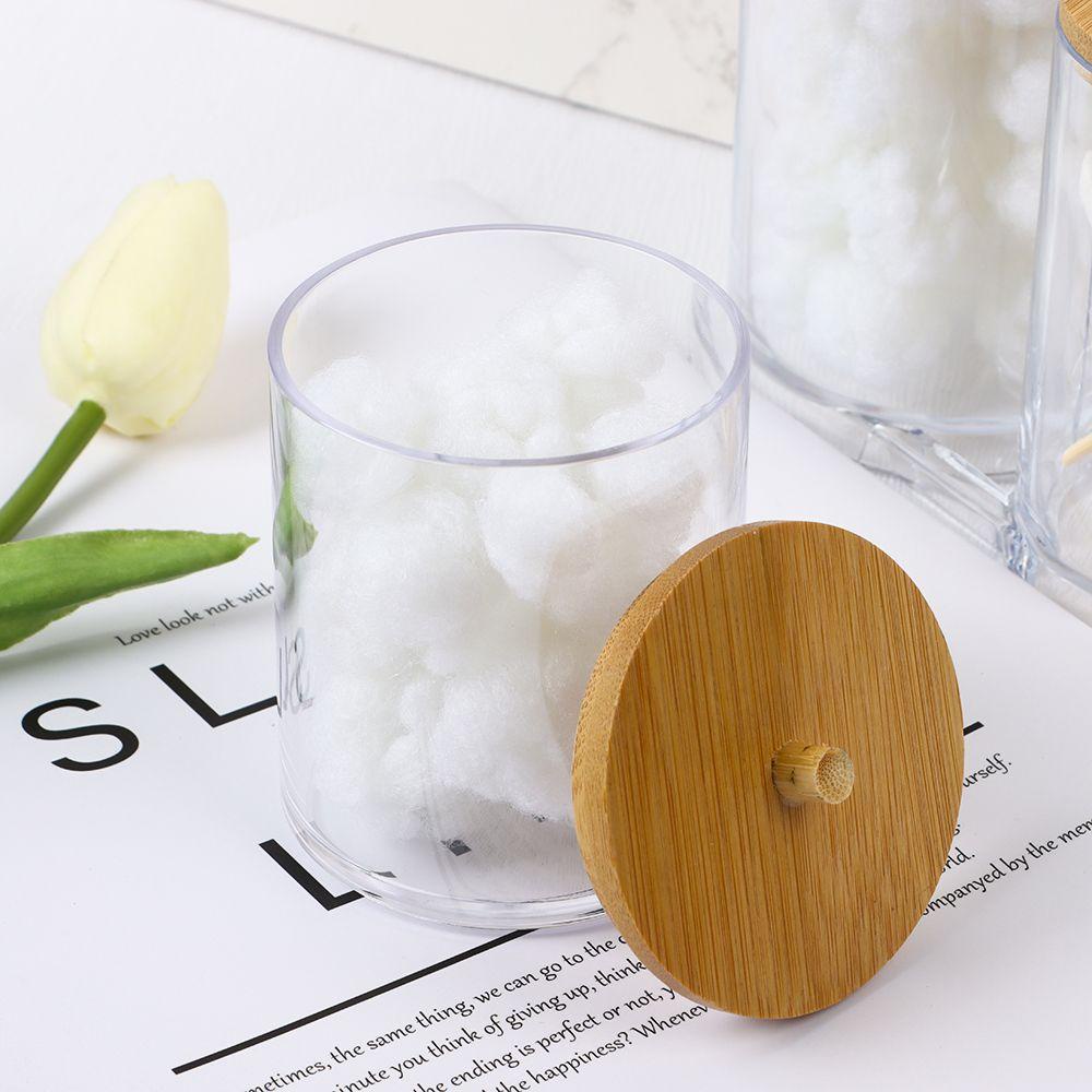 Hộp Đựng Tăm Bông Trang Điểm Bằng Acrylic Hình Tròn Giá Đỡ