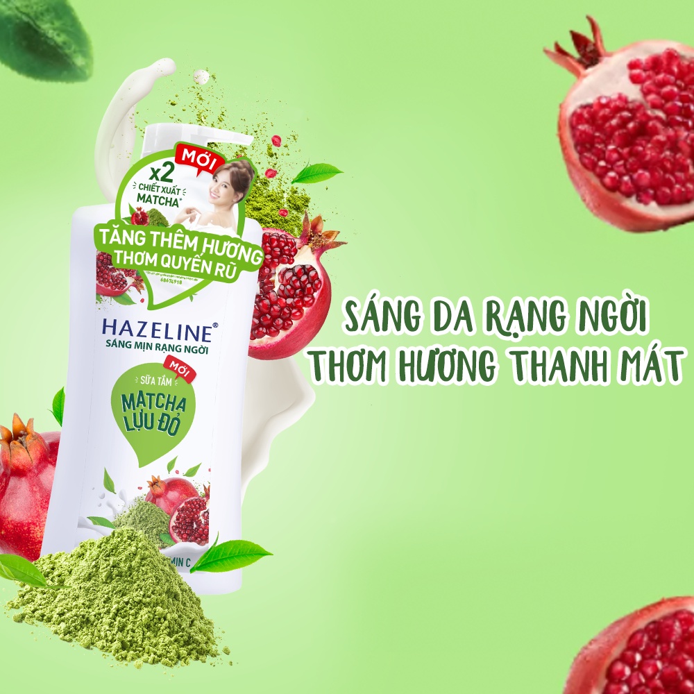 SỮA TẮM DƯỠNG THỂ THIÊN NHIÊN TRẮNG SÁNG DA HAZELINE MATCHA LỰU ĐỎ 1.2KG