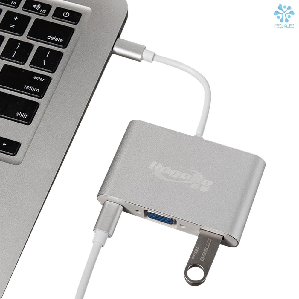 Bộ Chia Cổng Usb C Sang Usb3.0 / Vga / Type-C 1080p 3 Trong 1 Cho Mac / Huawei / Samsung