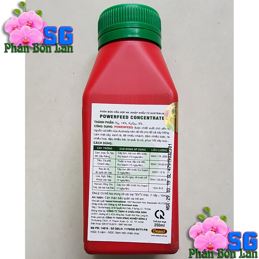 Phân cá PowerFeed của Úc Mập Mầm - To Hoa - Dày Cánh chai 250ml Phân cá Hồi của Úc