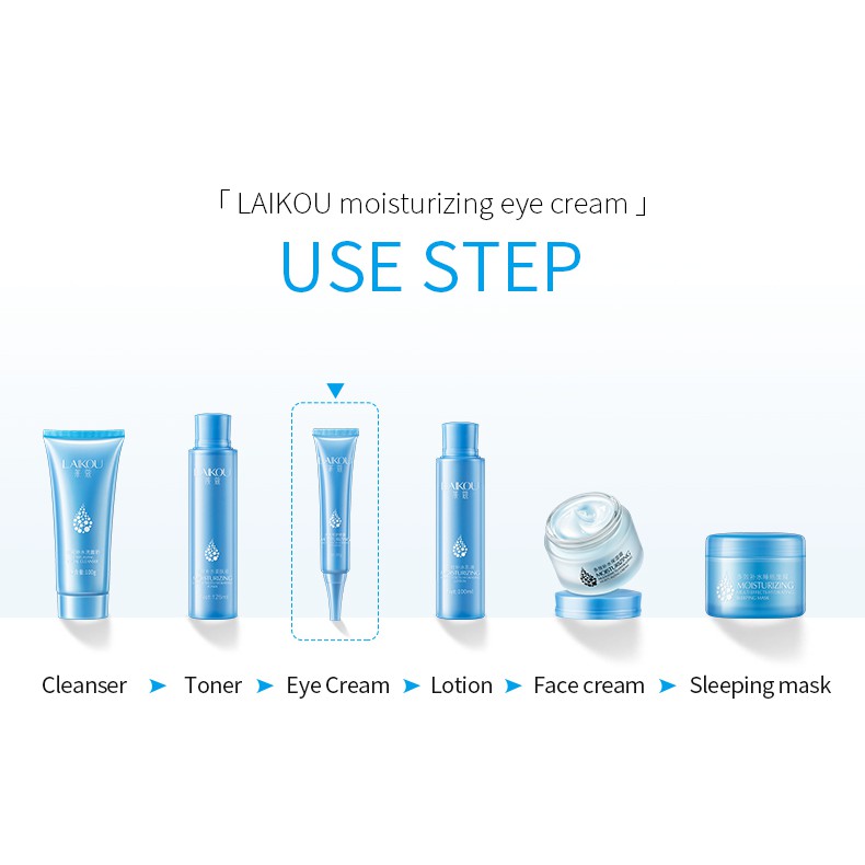 Kem dưỡng da mắt LAIKOU axit hyaluronic dạng gel chống nếp nhăn chống lão hóa làm mờ quầng thâm dưỡng ẩm 30g