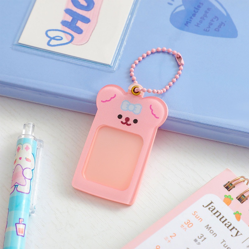 Hộp Đựng Thẻ Hình Thần Tượng Kpop Kèm Móc Khóa Xinh Xắn Giá Đỡ
