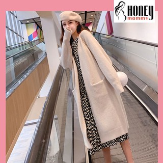 Áo Khoác Len Lông Nữ Thu Đông Dáng Dài Hàng Quảng Châu Dày Dặn Dáng Rộng Phong Cách Ulzzang Hàn Quốc HS3608 Honey Mommy