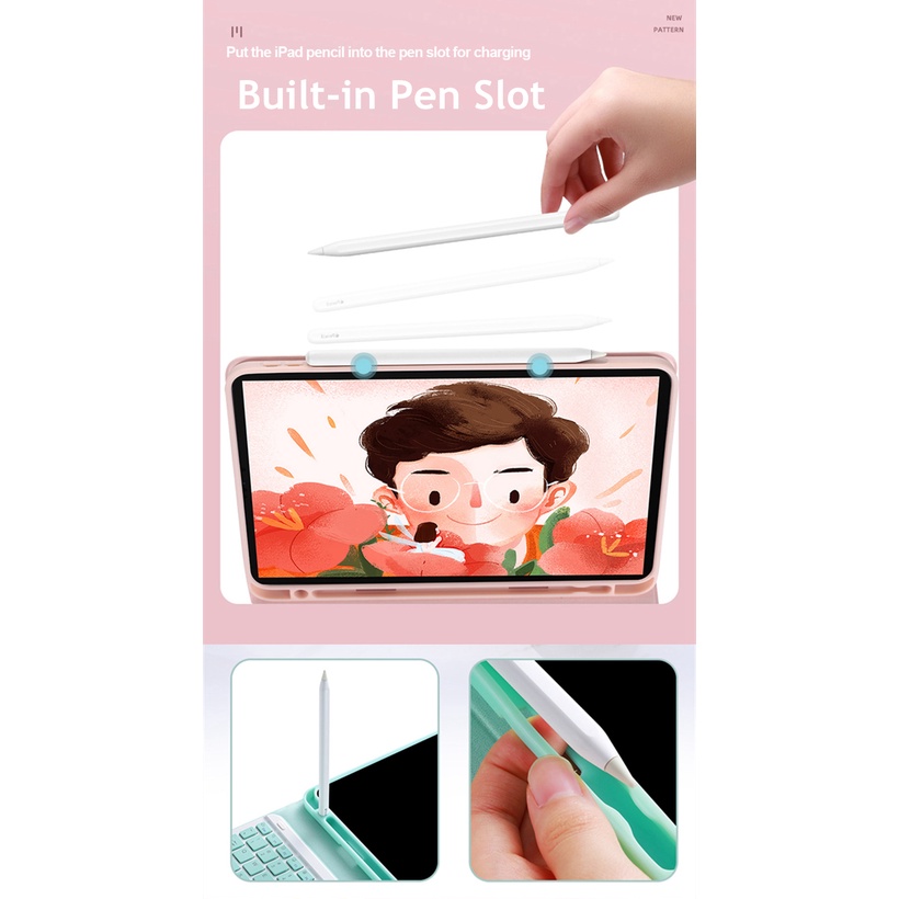 NIXXOS Bao da kèm bàn phím cảm ứng thích hợp cho ipad air 2 3 pro 9.7&quot; 10.5 &quot;11&quot; và phụ kiện
