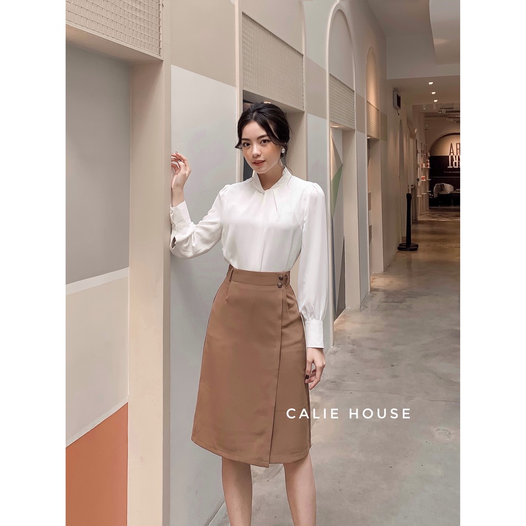 Chân váy 2 khuy cạp thời trang công sở Calie House CV24 | BigBuy360 - bigbuy360.vn