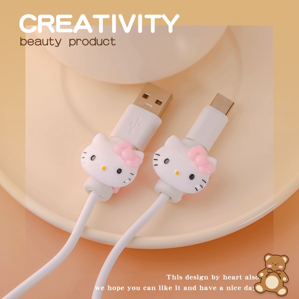 Phụ Kiện Bảo Vệ Dây Cáp Sạc Cổng usb Sang Cổng type c Kiểu Dáng Hoạt Hình Dễ Thương Cho Điện Thoại Android