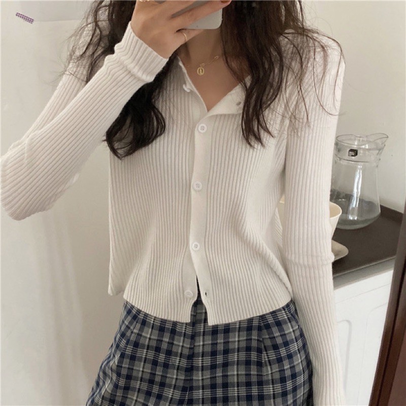 Áo Cardigan Len đan Nữ Tay dài Áo Len Tăm Sọc Dọc Nữ Mùa Đông Dài tay Thời trang | BigBuy360 - bigbuy360.vn