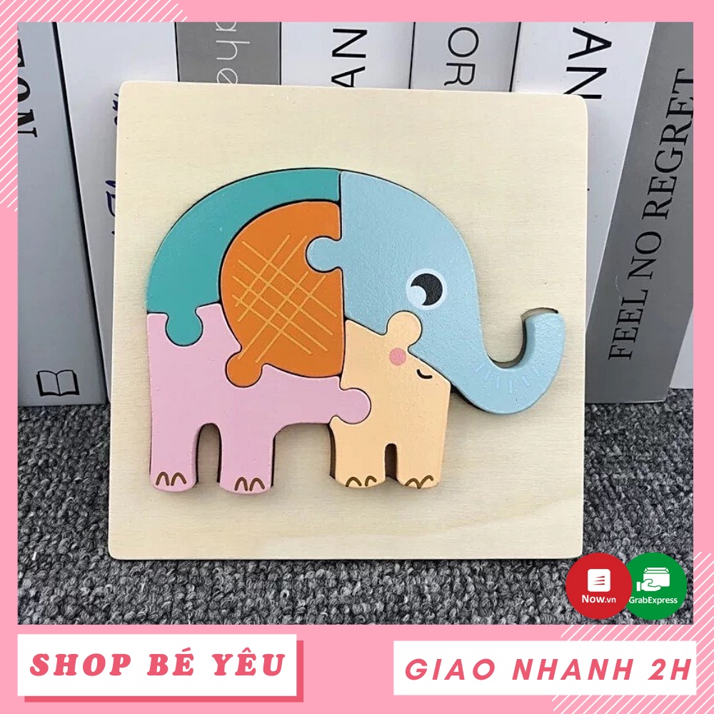 Đồ chơi bộ tranh xếp hình  𝑭𝒓𝒆𝒆𝒔𝒉𝒊𝒑  Đồ chơi ghép hình bằng gỗ nổi 3D thông minh Toys House mẫu voi con