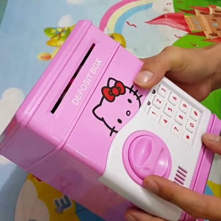 Két sắt mini thông minh cho bé dùng pin có mật mã hút tiền tự động