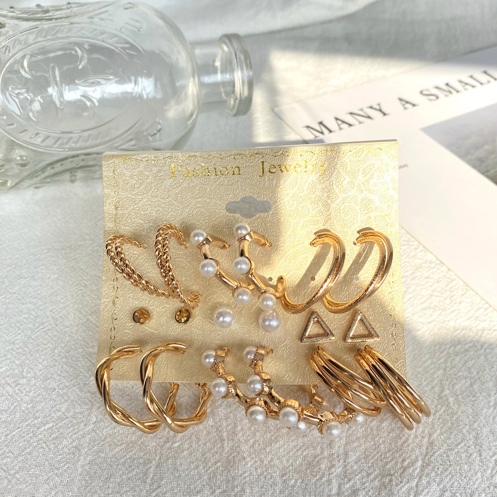 Set 9 Đôi Khuyên Tai Thời Trang Retro Cho Nữ