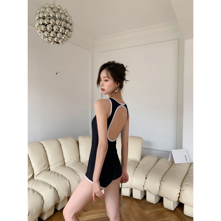Jiashucheng Hàng Có Sẵn Đồ Bơi Một Mảnh Ôm Ngực Nhỏ Che Bụng Phong Cách Retro Cho Nữ