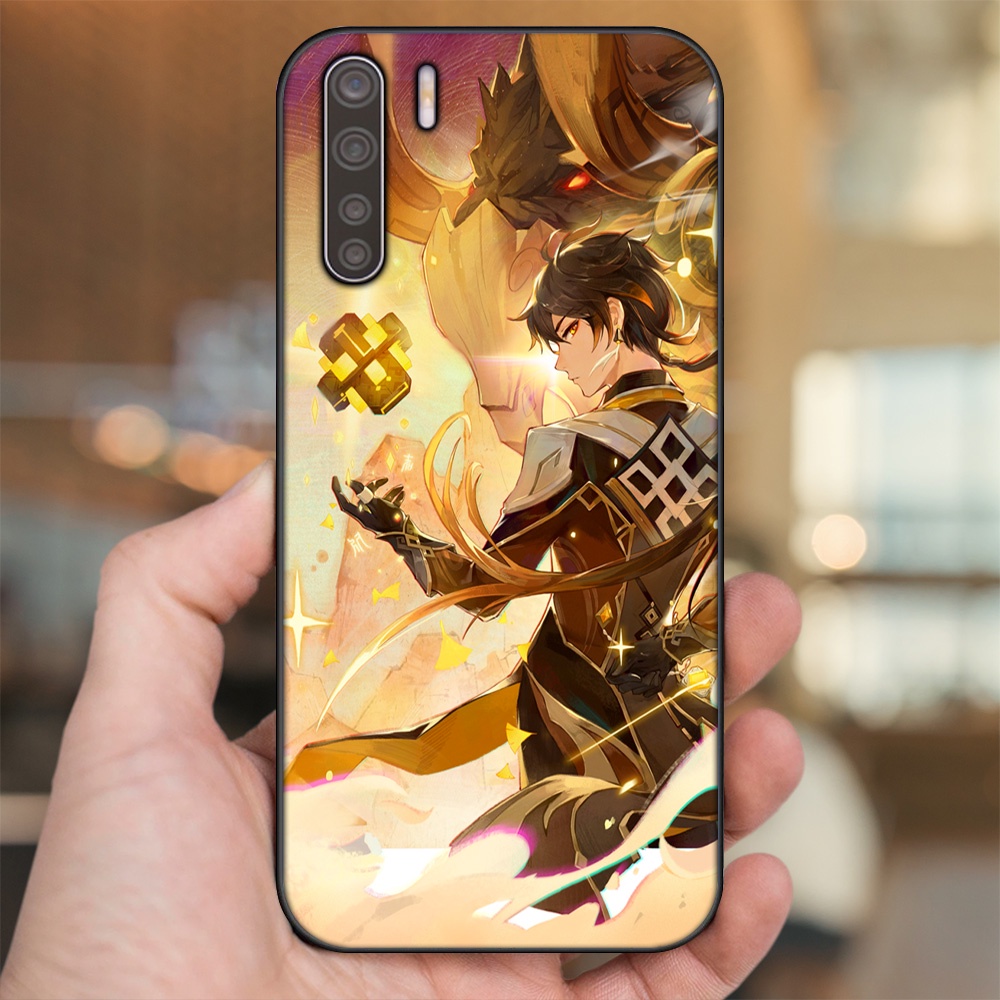 Ốp lưng Oppo A91, Reno 3 viền đen in hình Zhongli Genshin Impact
