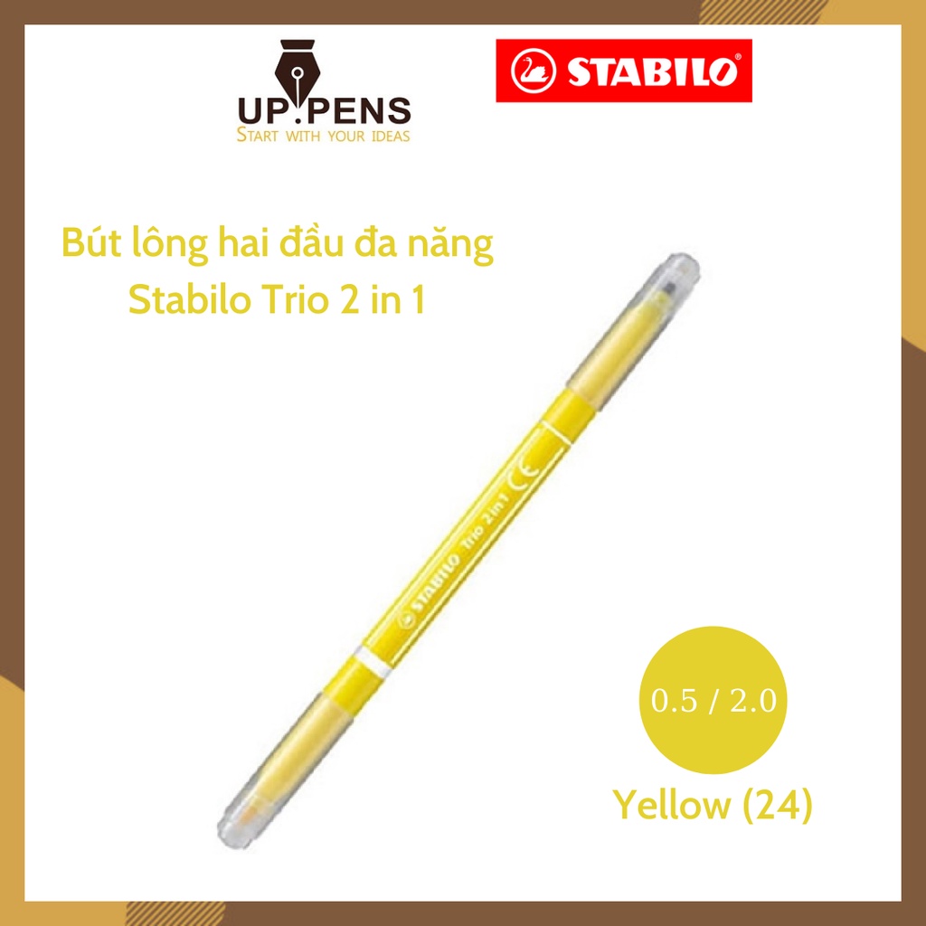 Bút lông hai đầu đa năng Stabilo Trio 2 in 1 – Màu vàng (Yellow)