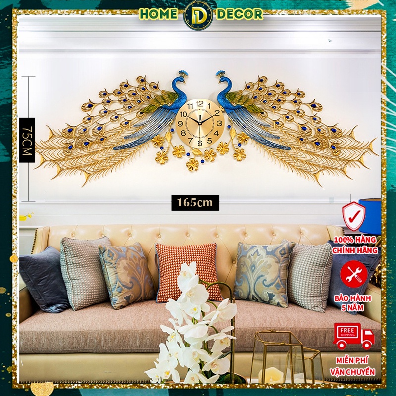 Đồng Hồ Treo Tường Con Chim Công Tài Lộc Chính Hãng D1 Home Kim Trôi Trang Trí Tường Decorr - 86