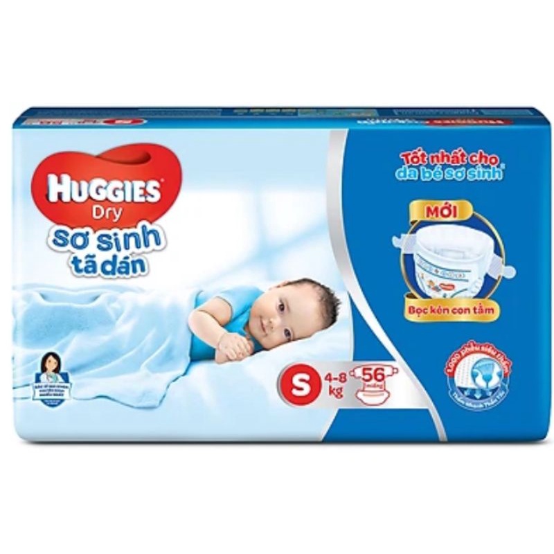 Tã dán Huggies NB58+2/ NB74/ S56/ S88 mẫu mới ( bọc kén con tằm )