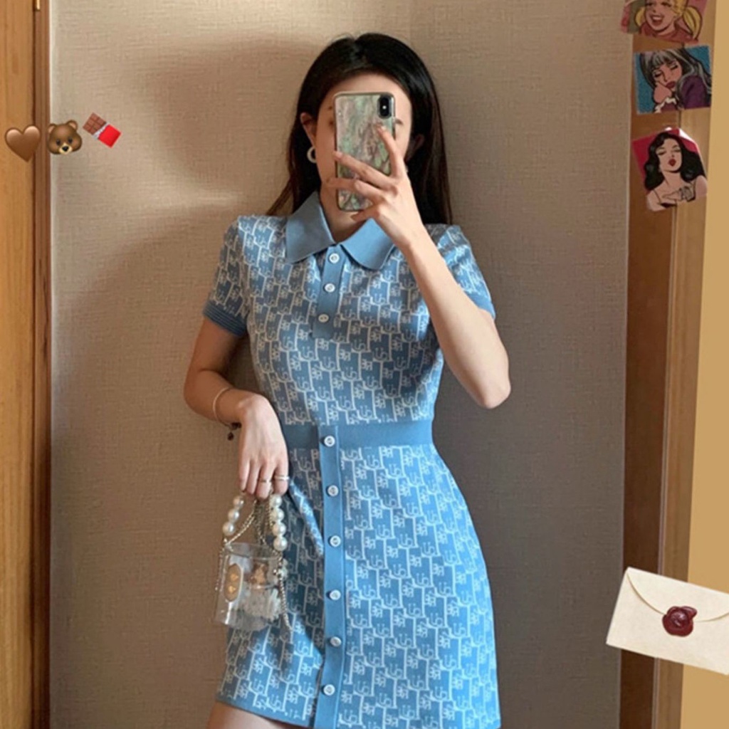 Đầm Thun Cổ Polo Màu Xanh Dương Apricot 2021 Thời Trang Mùa Hè Mới Cho Bé Gái | BigBuy360 - bigbuy360.vn