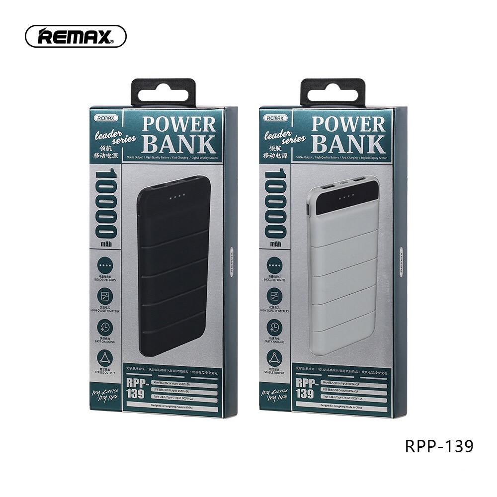 Sạc Dự Phòng Remax RPP-139 10000mAh Lõi Polymer 2 Cổng Sạc Vào, 2 Cổng Sạc Ra - Bảo Hành 1 Năm