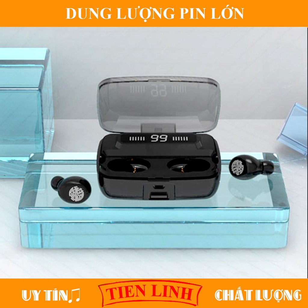 Tai Nghe Bluetooth 5.0, Kiêm Sạc Dự Phòng 3500mAh, Điều Khiển Cảm Ứng, Màn Led Báo Pin Âm Thanh HiFi TWS True Siêu Bass