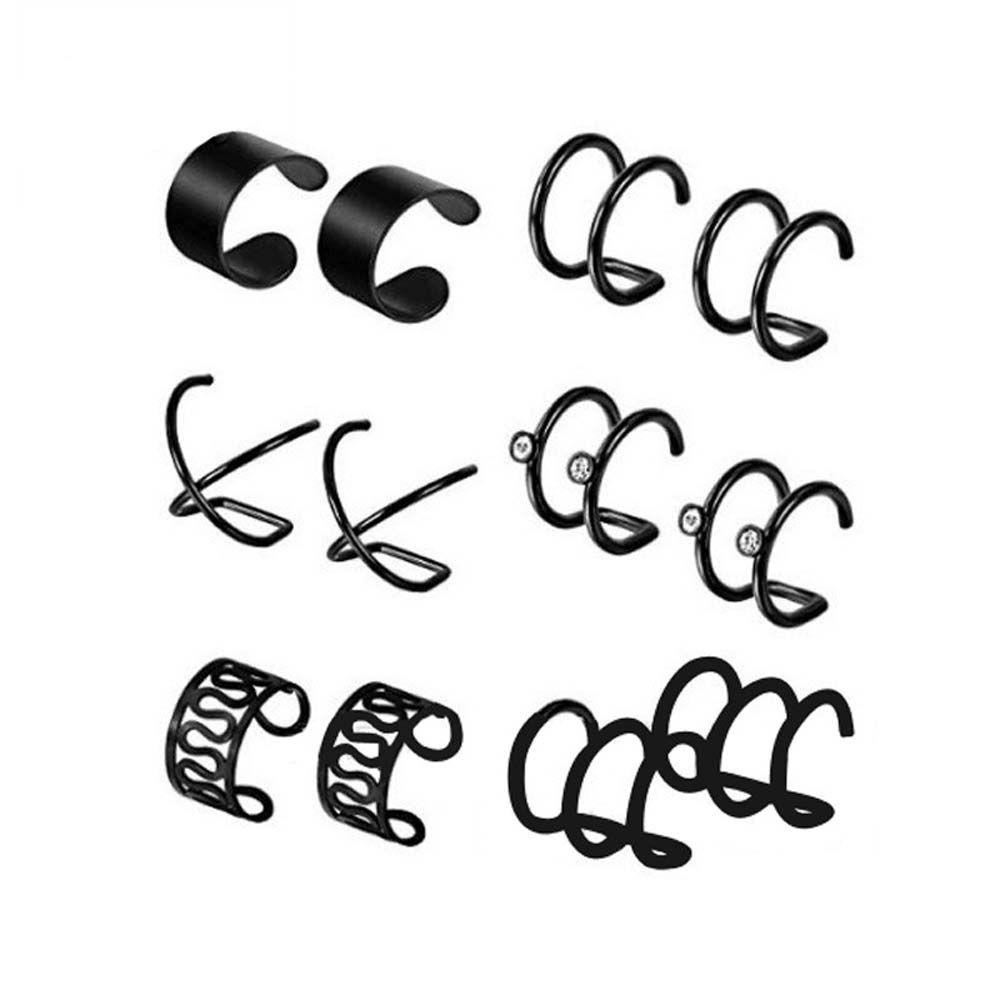 Set 12 Khuyên Kẹp Sụn Tai Không Xỏ Lỗ Màu Sắc Trơn Dành Cho Nam Và Nữ