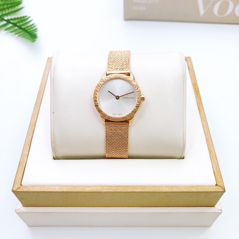 Đồng hồ nữ Calvin Klein màu vàng hồng, kích thước 24mm
