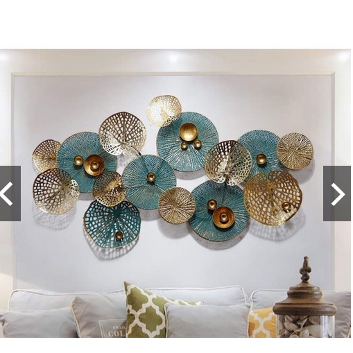 Tranh Sắt Treo Tường Nghệ Thuật,Tranh Decor Trang Trí Hoạ Tiết Lá Sen-Vật Trang Trí Tường Kim Loại-Phong Cách Mới