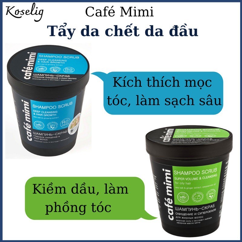 Tẩy Tế Bào Chết Da Đầu Làm Sạch, Kích Thích Mọc Tóc Café Mimi Shampoo Scrub 330g