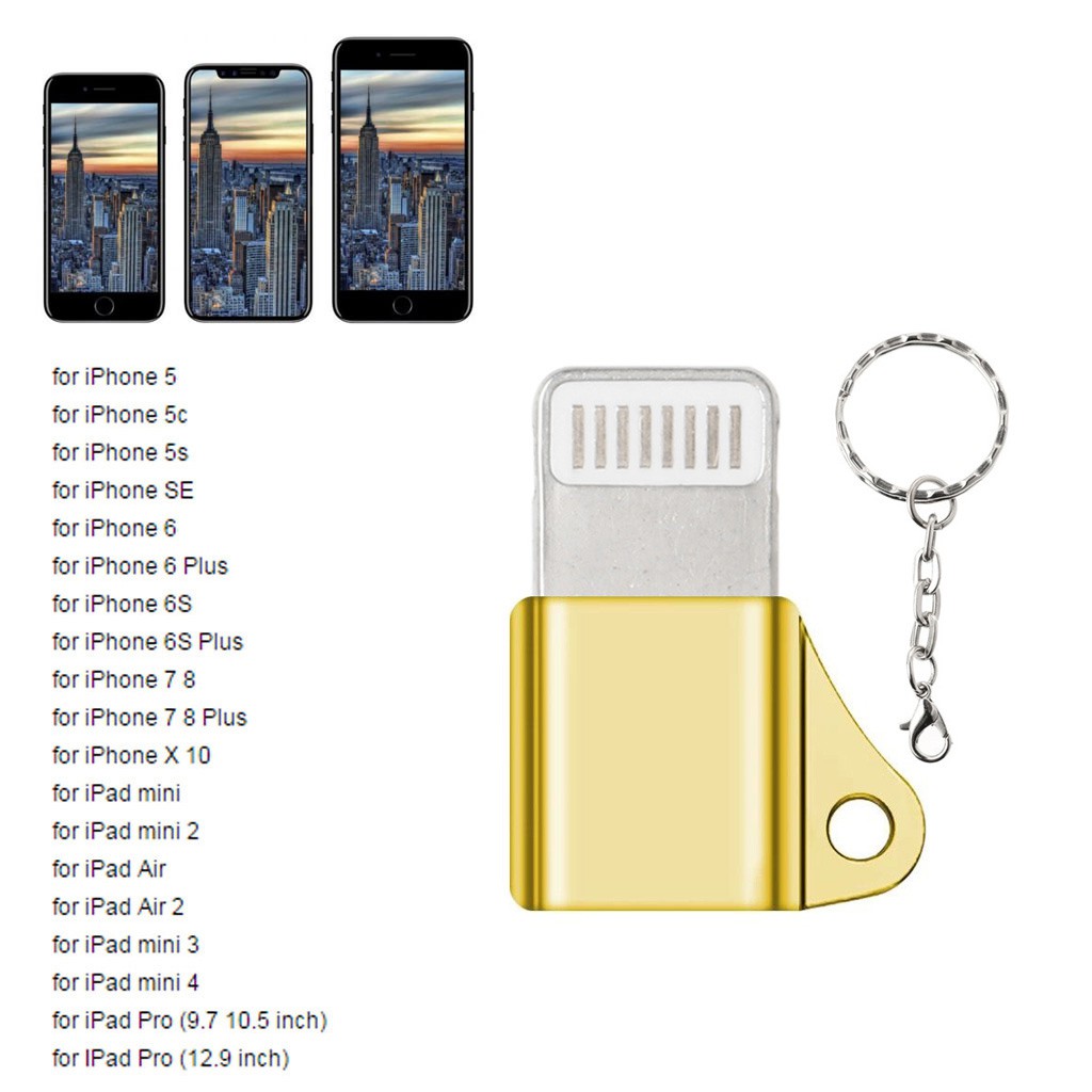 Giắc chuyển đổi từ Micro USB Female sang 8 Pin Male với dây móc khóa cho iPhone iPad