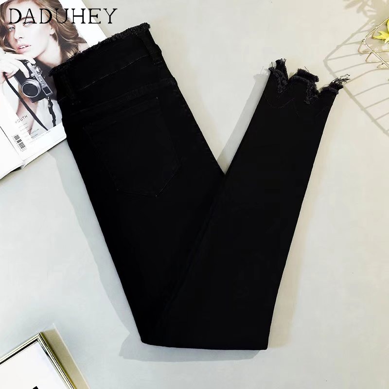 Daduhey Quần jean ôm dáng lưng cao thời trang cá tính cho nữ