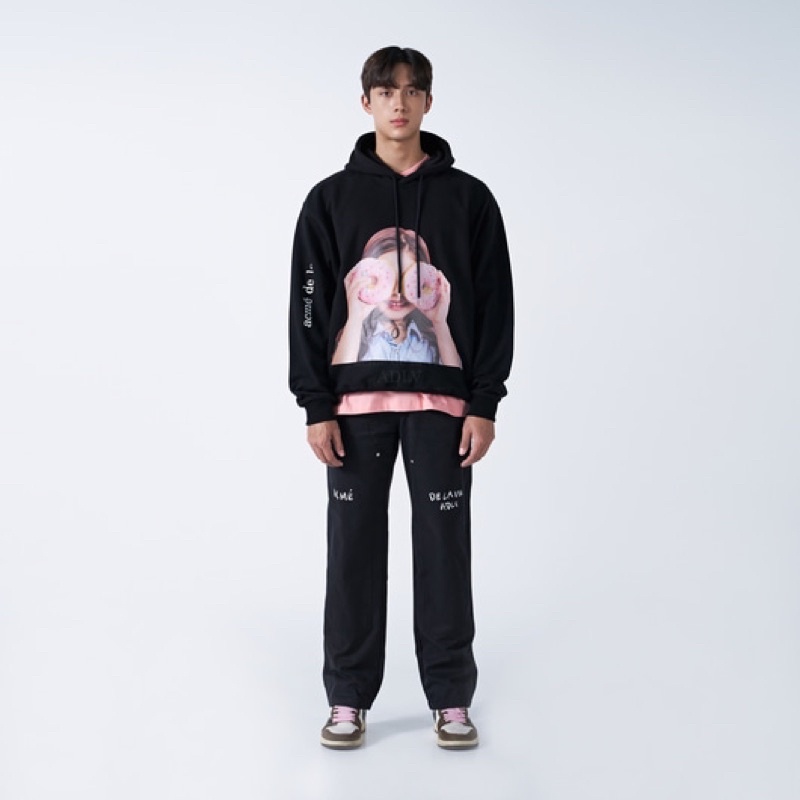 [Nỉ bông cao cấp] Áo hoodie ADLV in hình bé gái cầm bánh donut