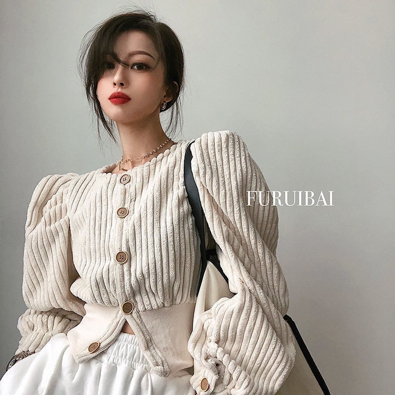 Áo khoác tay phồng phong cách retro Hàn Quốc thời trang xuân thu cho nữ 2021