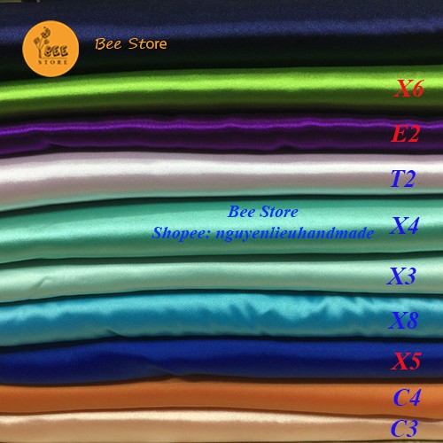 Vải phi lụa bóng may scrunchies, khăn bandana, turban, DIY