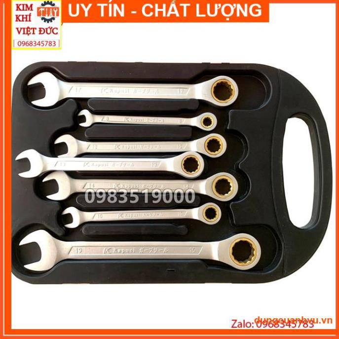 Bộ cờ lê vòng miệng tự động đảo chiều hãng Kapusi Nhật Bản 7 chi tiết - Bộ cờ lê tròng cóc Kapusi (Bộ chìa khóa)