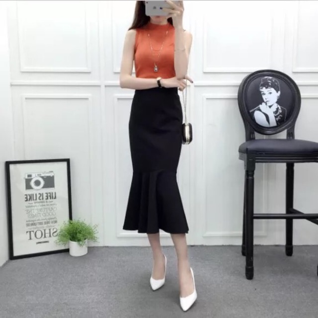 Chân váy đuôi cá dáng dài 70cm thời trang nữ