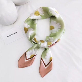 Khăn lụa vuông khăn choàng cổ lụa vuông in hoa 70x70cm