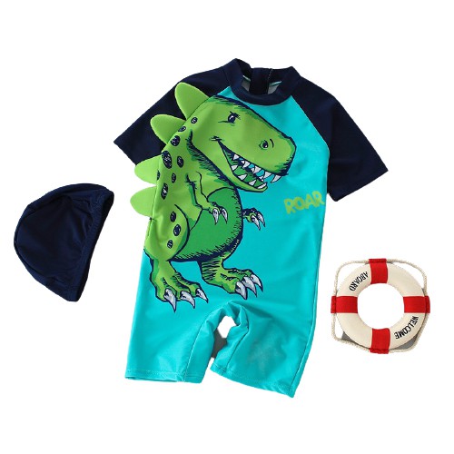 Đồ bơi trẻ em ,bộ đồ bơi trẻ em áo liền quần lửng chất LYCRA Hàn cao cấp họa tiết khủng long cho bé trai