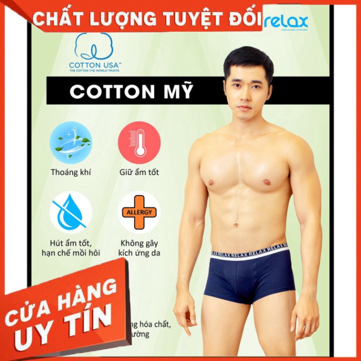 Quần Lót Nam Relax RLTK063 Boxer -Cotton Mỹ -Kháng Khuẩn-CoGĩan -Thun Lưng Siêu Bền /hình thật