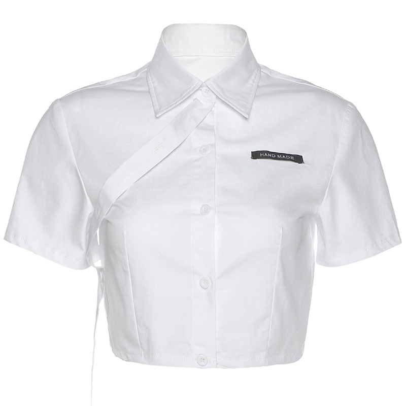 Áo sơ mi IELGY tay ngắn màu trơn thiết kế đơn giản thời trang