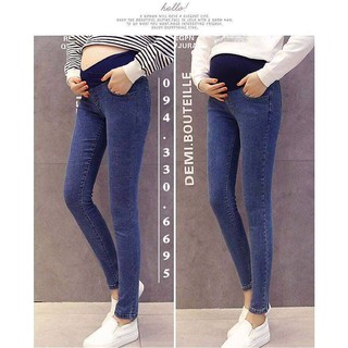 Quần bầu jean thật cạp chéo có chun chỉnh